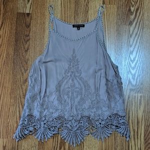 Blush spaghetti strap embroidered blouse